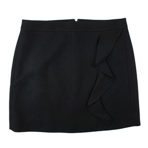 New JCREW Black Ruffle Mini Skirt Double SergeWool